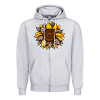 Heather Grey sunflower leopard Zipper Hoodie - JahusDesignShop