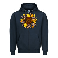 Navy sunflower leopard Zipper Hoodie - JahusDesignShop