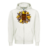 Oatmeal Heather sunflower leopard Zipper Hoodie - JahusDesignShop
