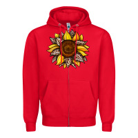 Red sunflower leopard Zipper Hoodie - JahusDesignShop