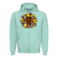 Seafoam sunflower leopard Zipper Hoodie - JahusDesignShop
