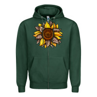 Sports Green sunflower leopard Zipper Hoodie - JahusDesignShop