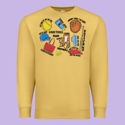Softball Mom Premium Sweatshirt Designed By Maliassmallbusiness