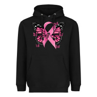 Black breast cancer ribbon  butterfly Heavyweight Hoodie - MaliasSmallBusiness