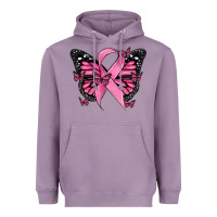 Lavender breast cancer ribbon  butterfly Heavyweight Hoodie - MaliasSmallBusiness