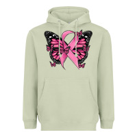 Matcha breast cancer ribbon  butterfly Heavyweight Hoodie - MaliasSmallBusiness
