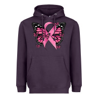 Plum breast cancer ribbon  butterfly Heavyweight Hoodie - MaliasSmallBusiness