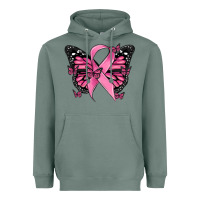 Sage breast cancer ribbon  butterfly Heavyweight Hoodie - MaliasSmallBusiness