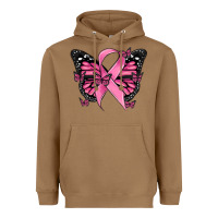 Toasted Coconut breast cancer ribbon  butterfly Heavyweight Hoodie - MaliasSmallBusiness