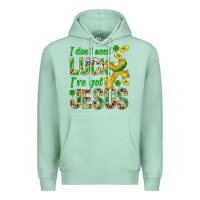 Seafoam I Don't Need Luck I've Got Jesus St. Patricks Premium Hoodie - BundleAndBundleShop
