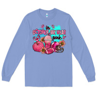 Colony Blue in october we wear pink american football Long Sleeve Tee - AdoDesignShop