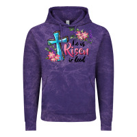 Cloud Purple He Is Risen Indeed Cross And Flowers Vintage Hoodie - RanaPortraitStore