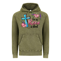 Vintage Olive He Is Risen Indeed Cross And Flowers Vintage Hoodie - RanaPortraitStore