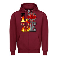 Burgundy firefighter love Zipper Hoodie - Artiststas