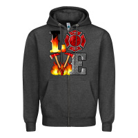Charcoal Heather firefighter love Zipper Hoodie - Artiststas