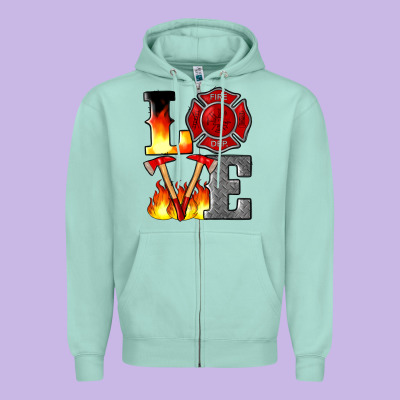 Firefighter Love Zipper Hoodie Designed By Artiststas