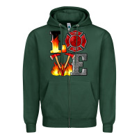 Sports Green firefighter love Zipper Hoodie - Artiststas