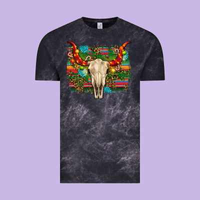 Western Christmas Bull Skull Vintage Tee Designed By Ranaportraitstore