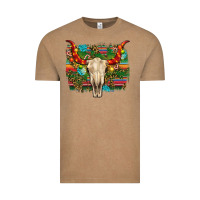 Vintage Coffee western christmas bull skull Vintage Tee - RanaPortraitStore