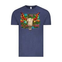 Vintage Denim western christmas bull skull Vintage Tee - RanaPortraitStore