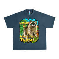 Midnight Navy raccoon home is where the trash is Urban Heavy Tee - BarkalooDesign