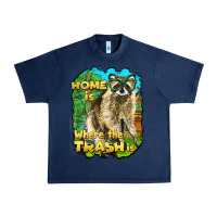 Navy raccoon home is where the trash is Urban Heavy Tee - BarkalooDesign