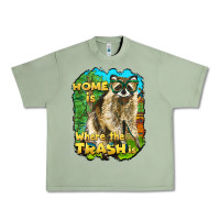 Oil Green raccoon home is where the trash is Urban Heavy Tee - BarkalooDesign