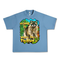 Pebble Blue raccoon home is where the trash is Urban Heavy Tee - BarkalooDesign