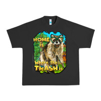 Pigment Black raccoon home is where the trash is Urban Heavy Tee - BarkalooDesign