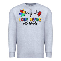 Heather Grey love needs no words Premium Sweatshirt - MaliasSmallBusiness
