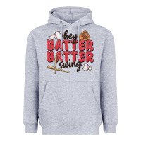 Heather Grey hey batter batter swing Heavyweight Hoodie - MaliasSmallBusiness