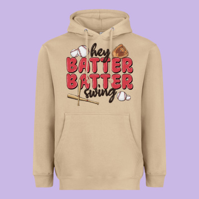 Hey Batter Batter Swing Heavyweight Hoodie Designed By Maliassmallbusiness