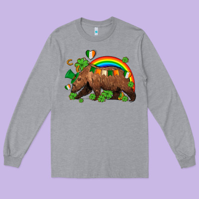 St Patricks Bear Ado Long Sleeve Tee Designed By Adodesignshop
