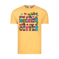 Vintage Mustard start your morning with a cup of coffee Vintage Tee - Zillion Design Studio