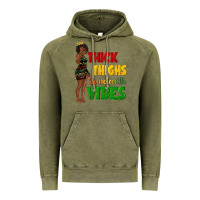 Vintage Olive thick thighs juneteenth vibes with afro black woma Vintage Hoodie - texasbilliewilder