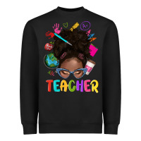 Black teacher afro messy bun Heavyweight Sweatshirt - texasbilliewilder