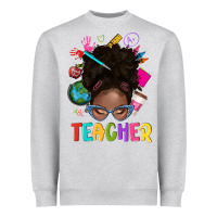 Heather Grey teacher afro messy bun Heavyweight Sweatshirt - texasbilliewilder