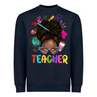 Navy teacher afro messy bun Heavyweight Sweatshirt - texasbilliewilder