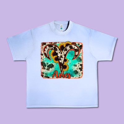 Aries Turquoise Cowhide Urban Heavy Tee Designed By Ranaportraitstore