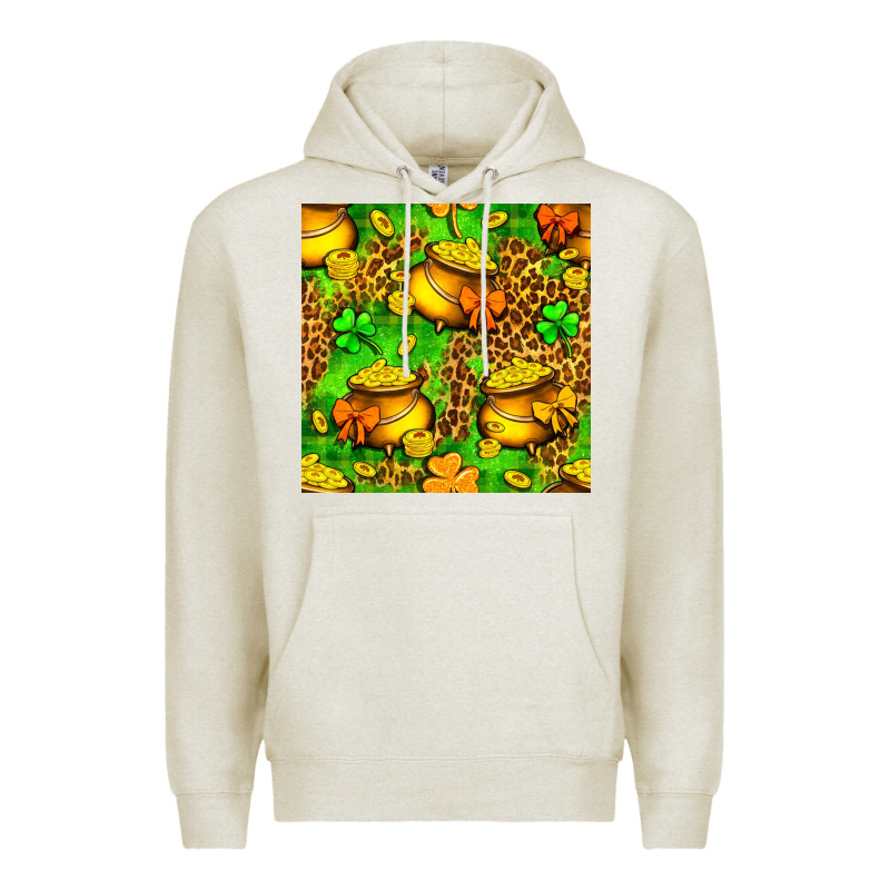 St. Patrick's Pot Of Gold Seamless Pattern Premium Hoodie by BundleAndBundleShop | Teevron