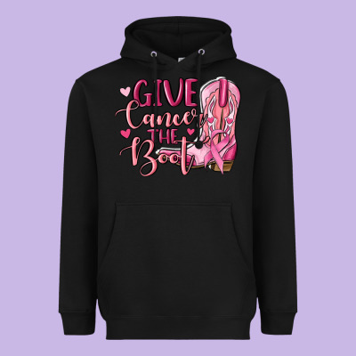 Give Cancer The Boot Heavyweight Hoodie Designed By Maliassmallbusiness