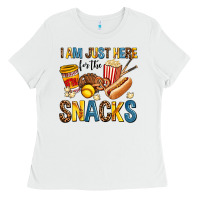 White i am just here for the snacks Ladies Tee - AdoDesignShop