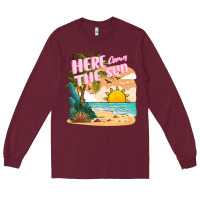 Burgundy here comes the sun Long Sleeve Tee - JahusDesignShop