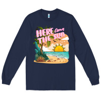 Navy here comes the sun Long Sleeve Tee - JahusDesignShop