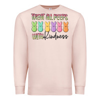 Pale Pink treat all peeps with kindness Premium Sweatshirt - MaliasSmallBusiness