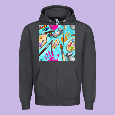 Find Art Class Seamless Pattern Zipper Hoodie Designed By Bundleandbundleshop