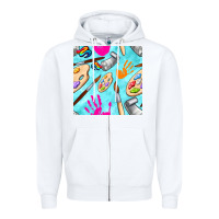 White find art class seamless pattern Zipper Hoodie - BundleAndBundleShop