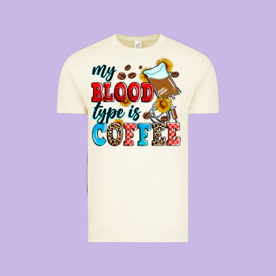 My Blood Type Is Coffee Vintage Tee Designed By Zillion Design Studio