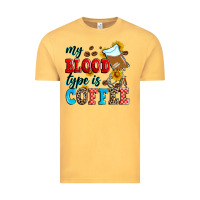 Vintage Mustard my blood type is coffee Vintage Tee - Zillion Design Studio