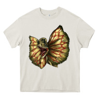 Cream dilophosaurus face Heavy Core Tee - LillyAllenDesigns